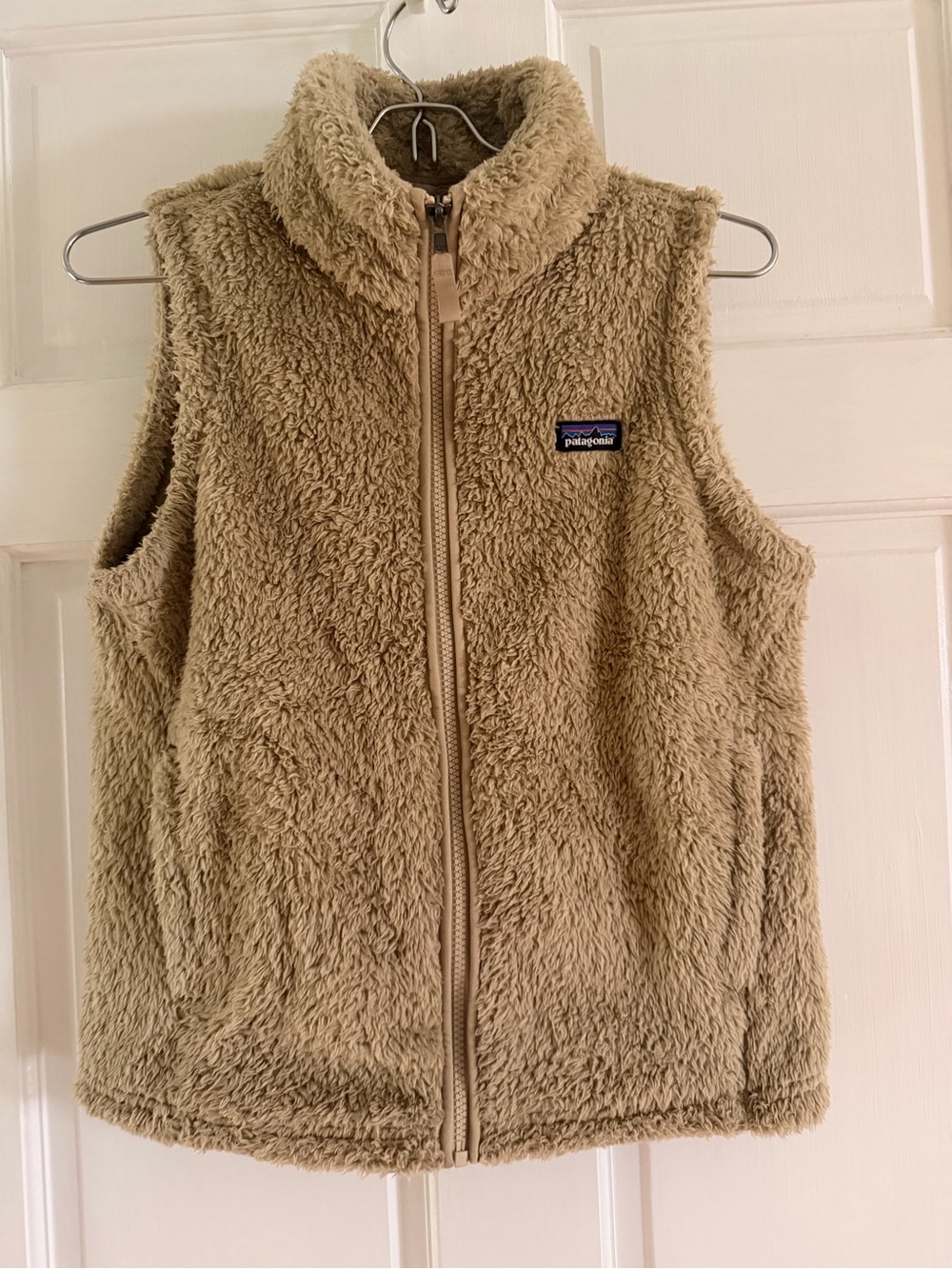 Patagonia Kids Fuzzy Vest in Beige Tan